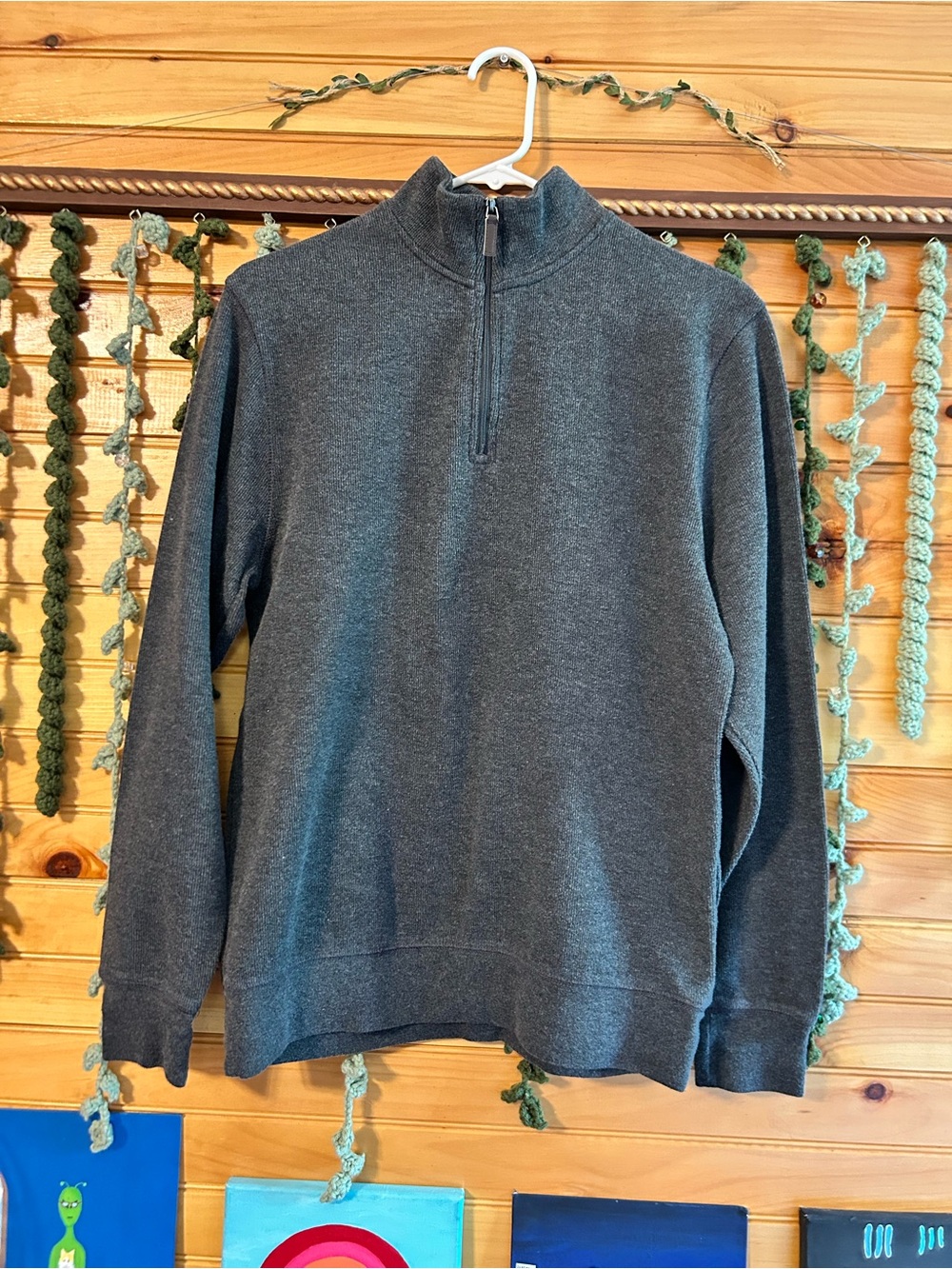 Old Navy Men’s Charcoal Gray Half-Zip Pullover Sweater